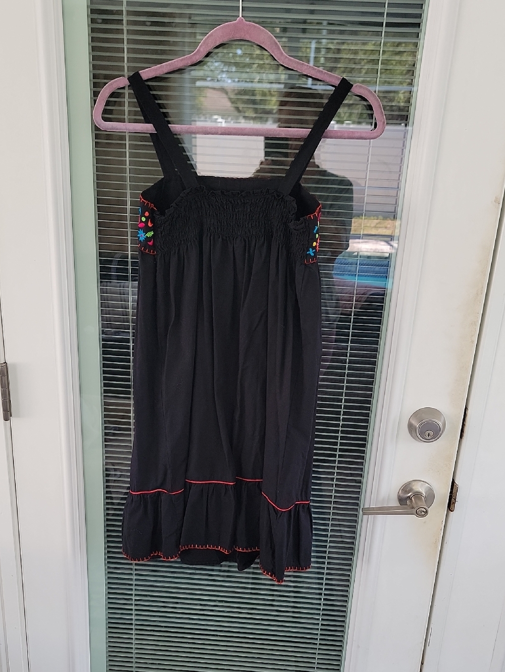 Xhilaration Black Embroidered Cotton Sundress Top Sz S Smocked Back - Picture 3 of 12